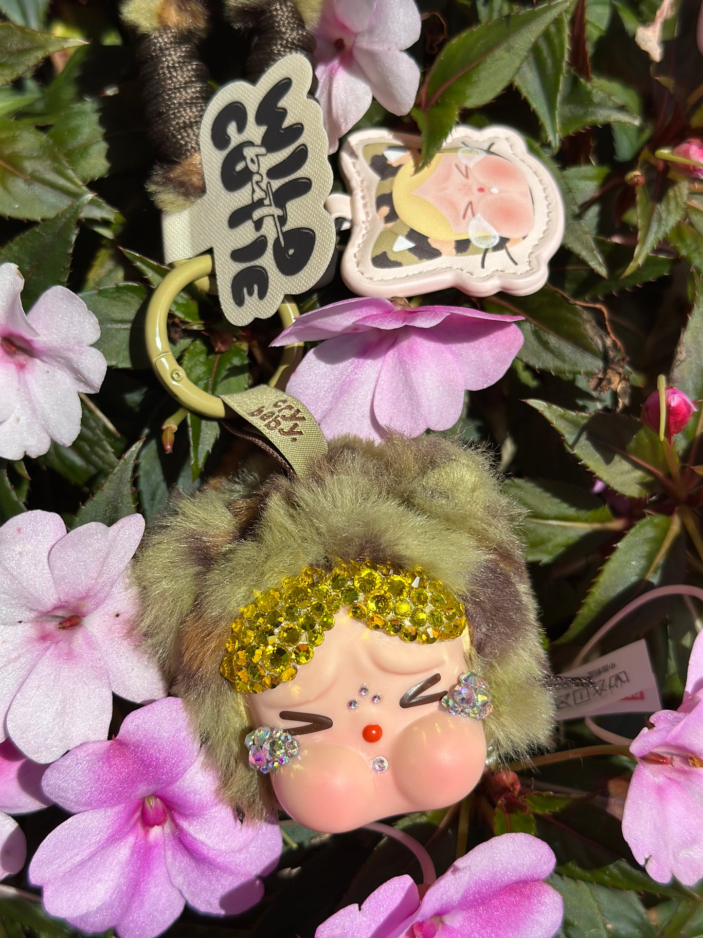 Rhinestoned “Wild but Cutie” Camo Cutie charm with phone charm