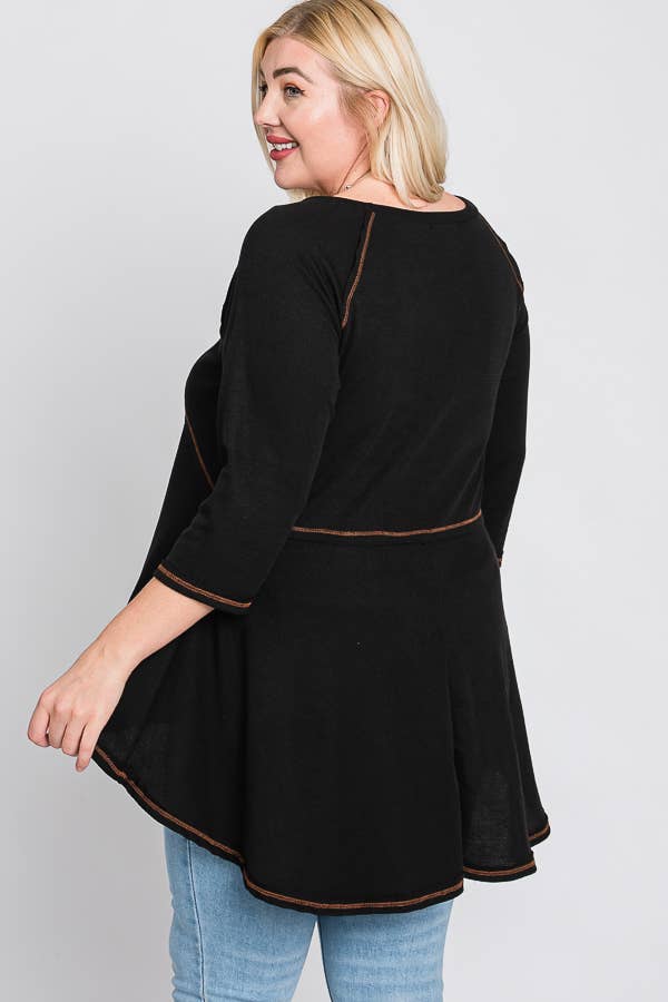 THERMAL HIGHLOW TUNIC KRT1564: BLACK / XL