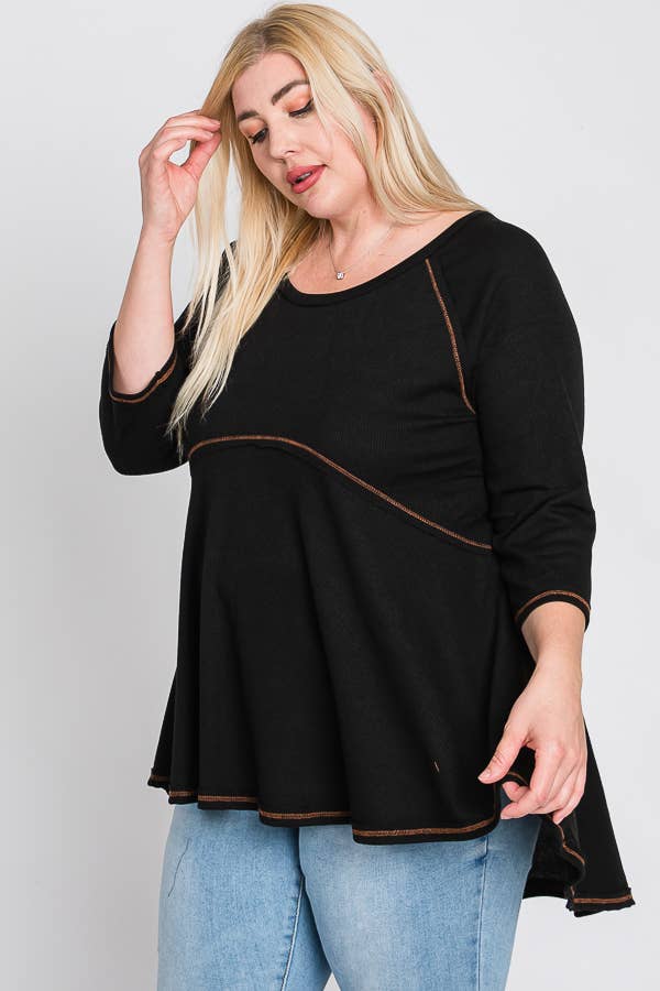 THERMAL HIGHLOW TUNIC KRT1564: BLACK / 3X