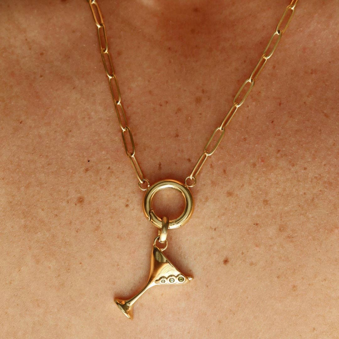 Tini’ Time Paperclip Charm Necklace: Martini