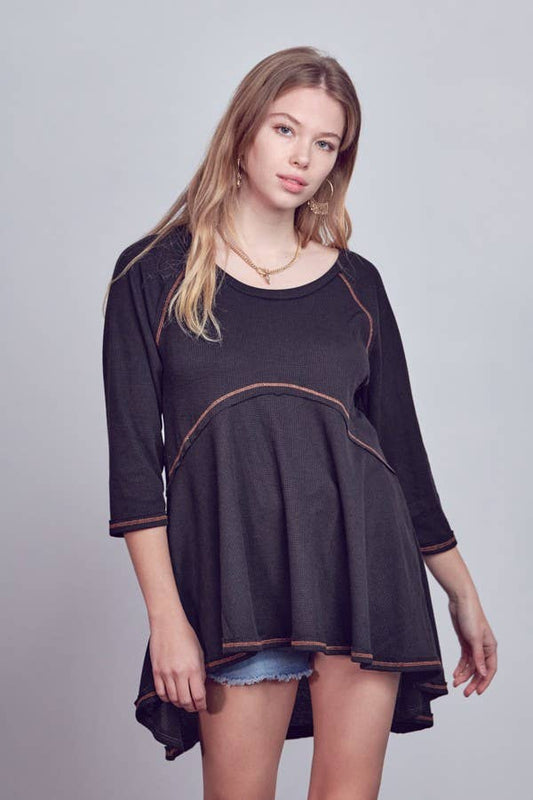 THERMAL HIGHLOW TUNIC KRT1564: BLACK / L