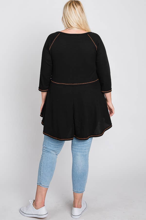 THERMAL HIGHLOW TUNIC KRT1564: BLACK / 3X