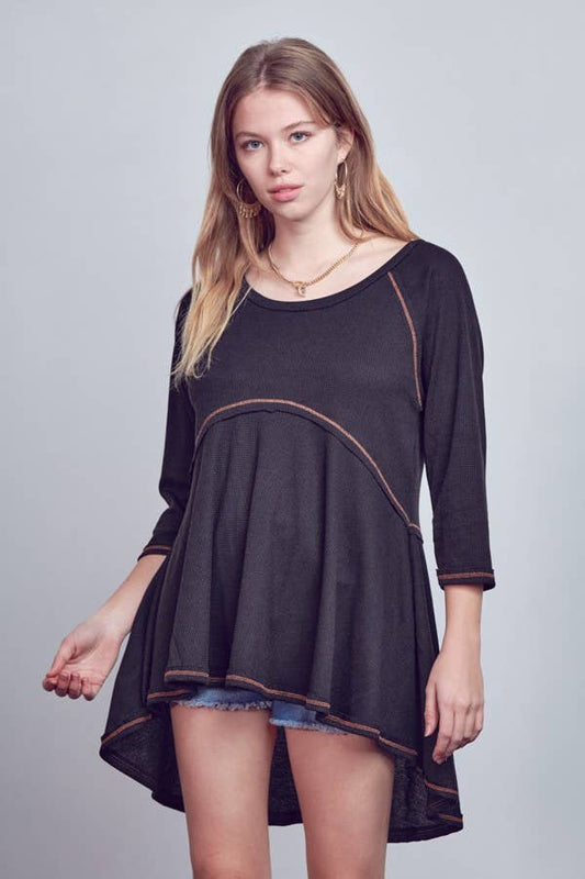 THERMAL HIGHLOW TUNIC KRT1564: BLACK / S