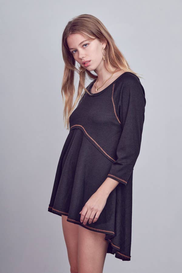 THERMAL HIGHLOW TUNIC KRT1564: BLACK / M