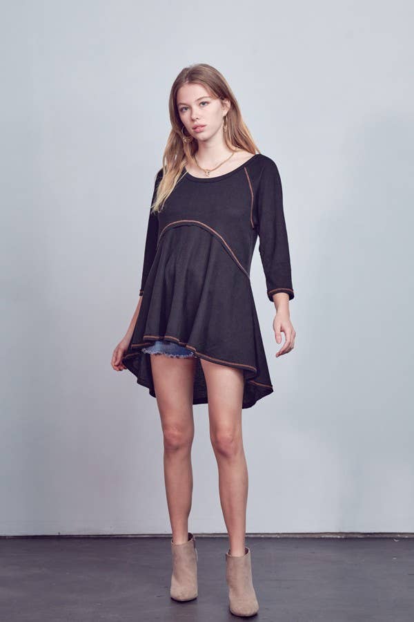 THERMAL HIGHLOW TUNIC KRT1564: BLACK / L