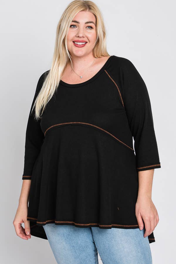 THERMAL HIGHLOW TUNIC KRT1564: BLACK / 3X