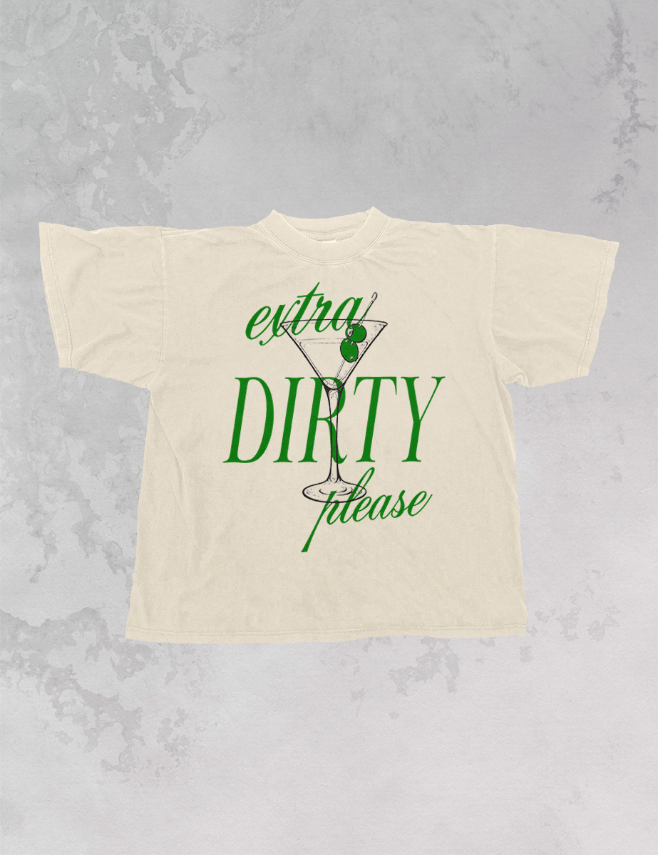 Extra Dirty Martini, Summer Oversized T-Shirt: Ivory / S/M